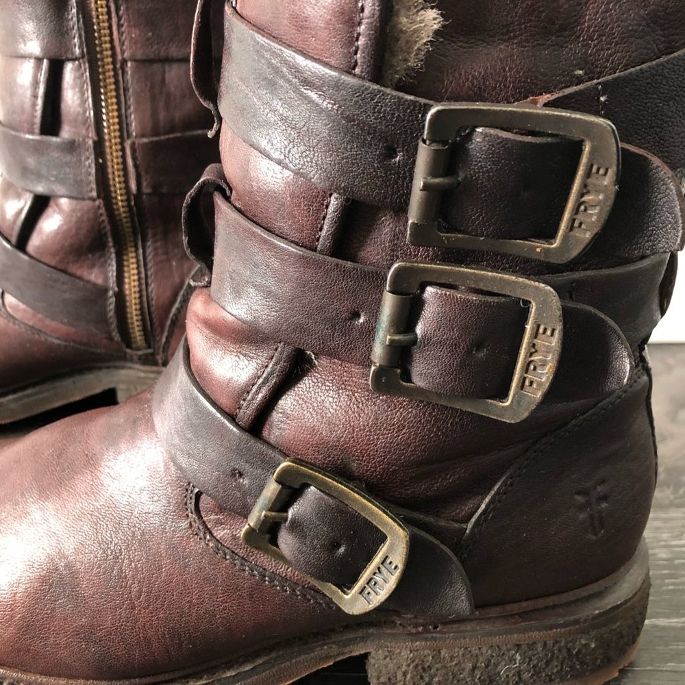 FRYE Valerie Shearling Lined Strappy Ankle Boot Size US 8 - Picture 5 of 16
